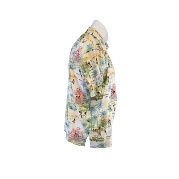 Rima Beach World/ Short Sleeved button Up/(Size M)/ Caribbean print/(100% Terivo - Picture 4 of 10